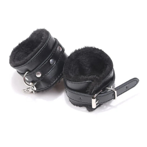 Sexy Adjustable PU Leather Plush Handcuff