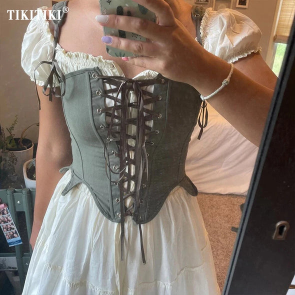 Lace Up Corset With Straps