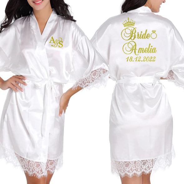 Classy White Lace Bridal Robe